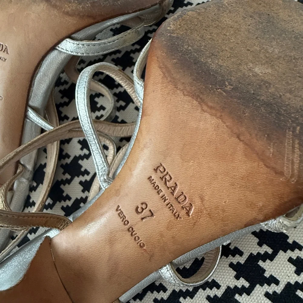 Prada Women's Metallic Strappy Sandals - Picture 5 of 8